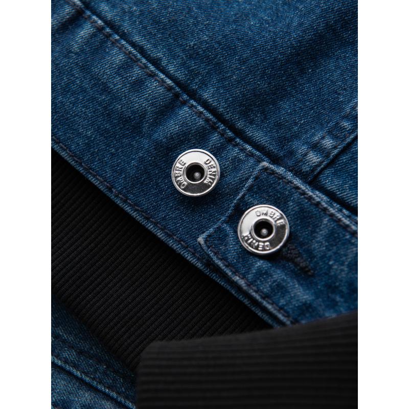 Pánská džínová bunda katana s efektem vyprání – modrá V4 OM-JADJ-0219