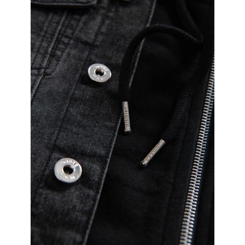 Pánská džínová bunda katana s efektem vyprání – grafitová V5 OM-JADJ-0219
