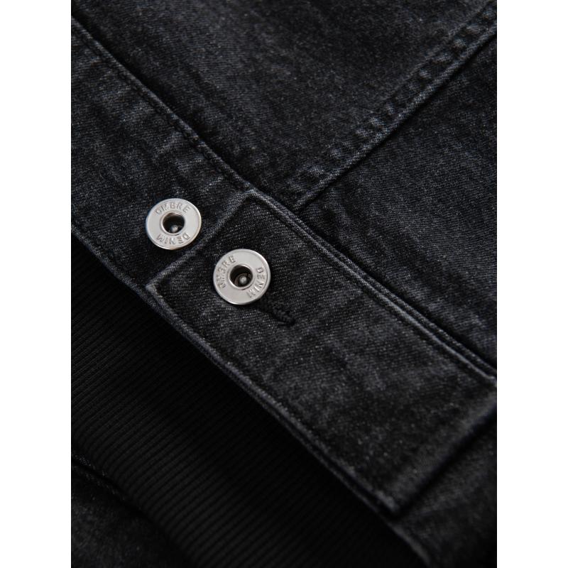 Pánská džínová bunda katana s efektem vyprání – grafitová V5 OM-JADJ-0219