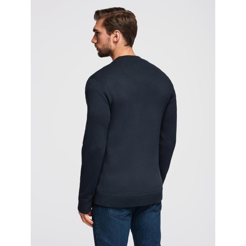 Sima férfi pulóver cipzárral – sötétkék V1 OM-SWZS-0146