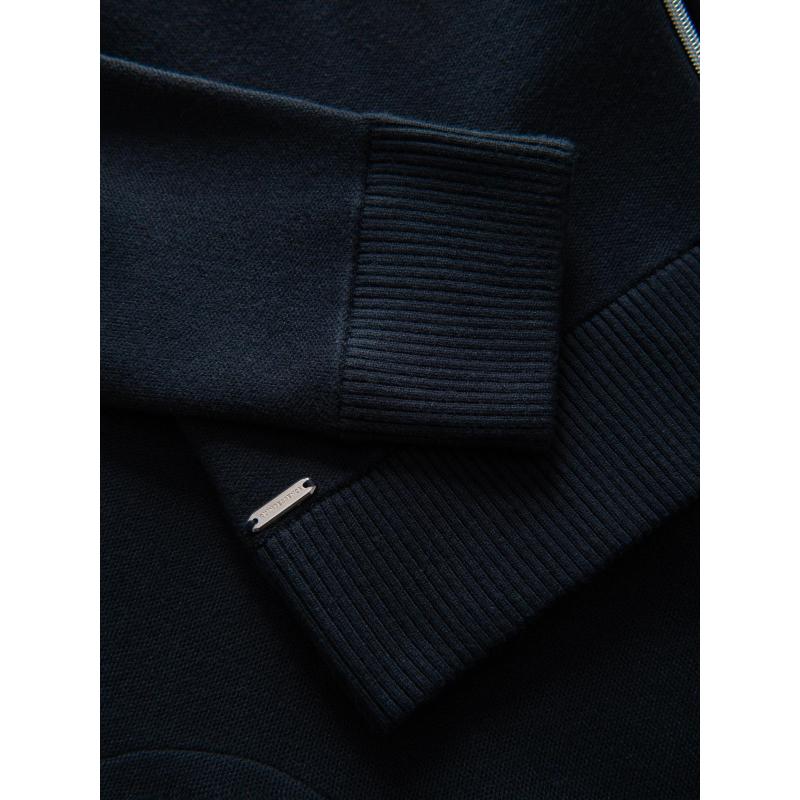 Sima férfi pulóver cipzárral – sötétkék V1 OM-SWZS-0146