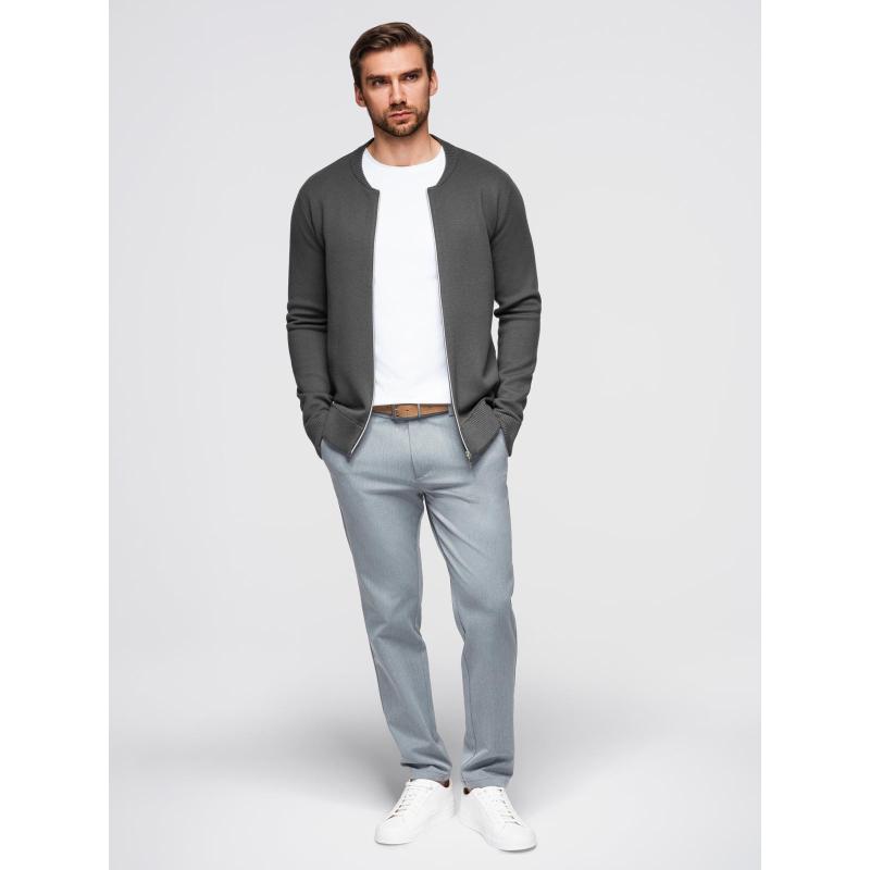 Sima férfi pulóver cipzárral – grafit V2 OM-SWZS-0146