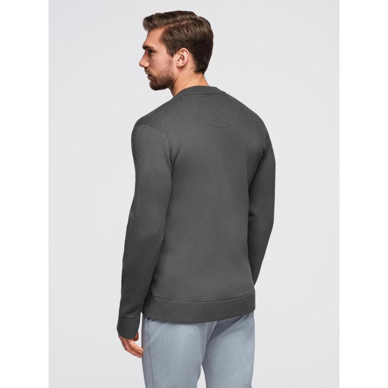 Sima férfi pulóver cipzárral – grafit V2 OM-SWZS-0146
