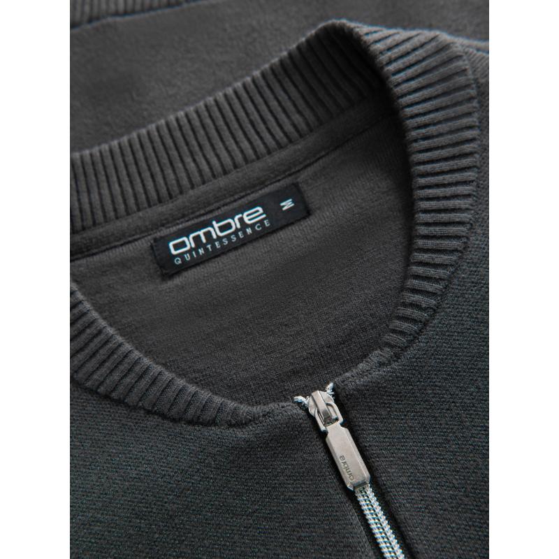 Sima férfi pulóver cipzárral – grafit V2 OM-SWZS-0146