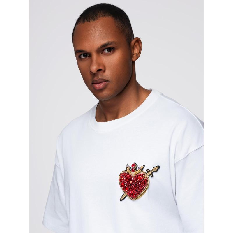 Férfi póló mosott hatású anyaggal és gombokkal a nyakkivágásnál – olíva V4 OM-TSWT-0150