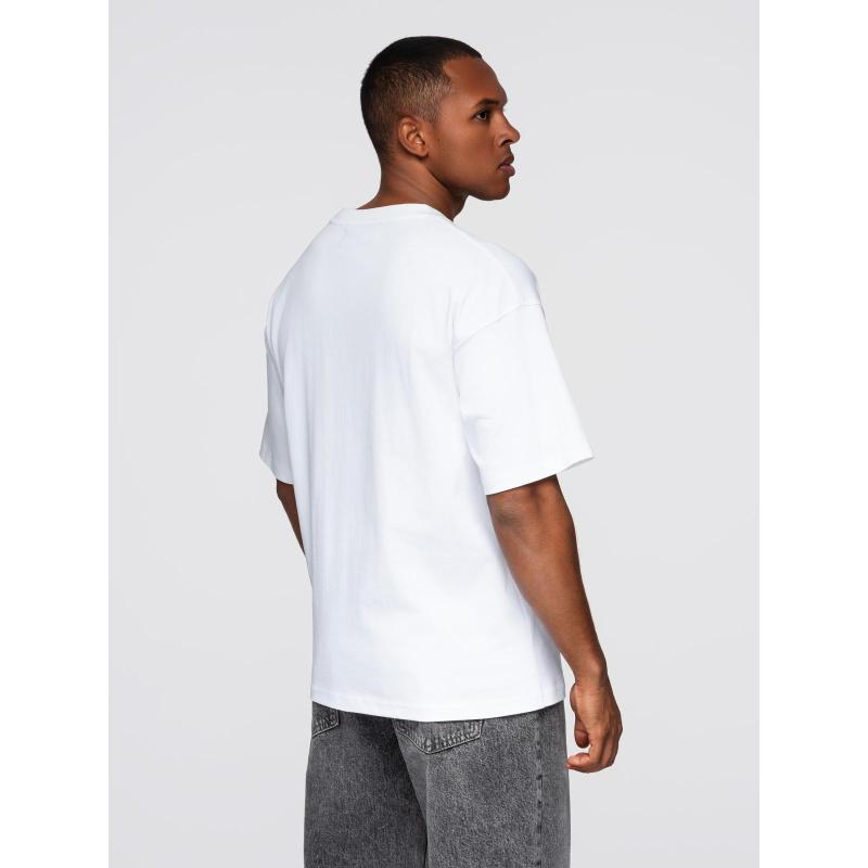 Férfi póló mosott hatású anyaggal és gombokkal a nyakkivágásnál – olíva V4 OM-TSWT-0150