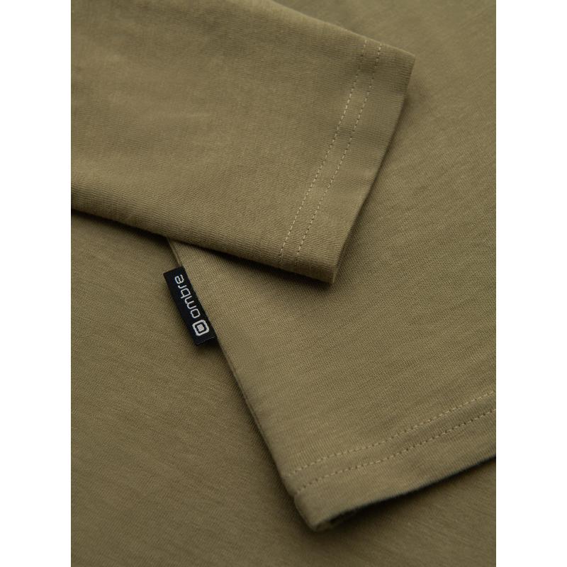 Pánské tričko s dlouhým rukávem s městským potiskem – olivově zelené V1 OM-LSPT-0131