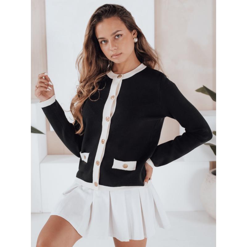 Dámský svetr s rozepínáním, černý CHICLINE