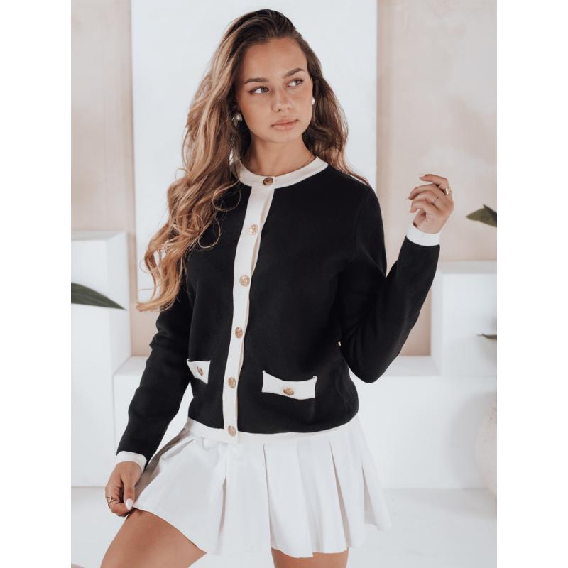 Dámský svetr s rozepínáním, černý CHICLINE