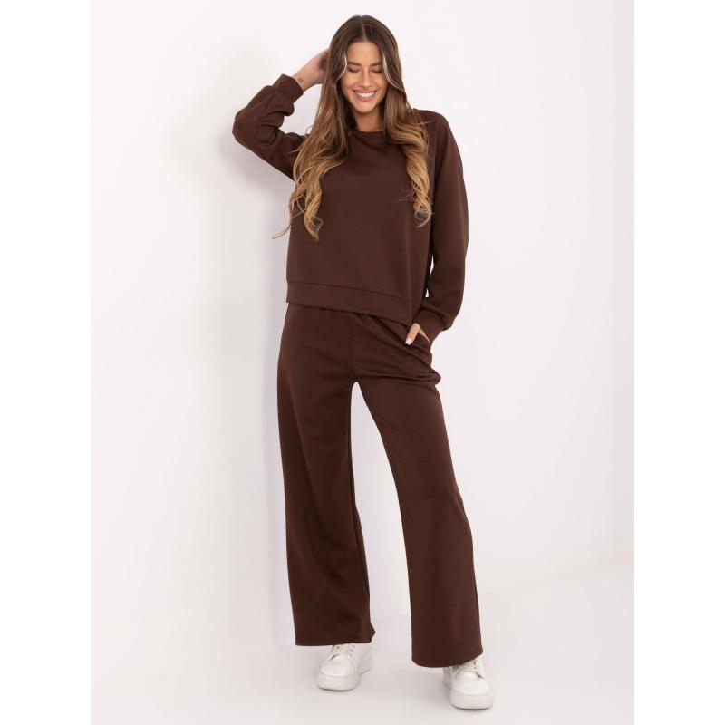 Hnedá základná dámska súprava s nohavicami