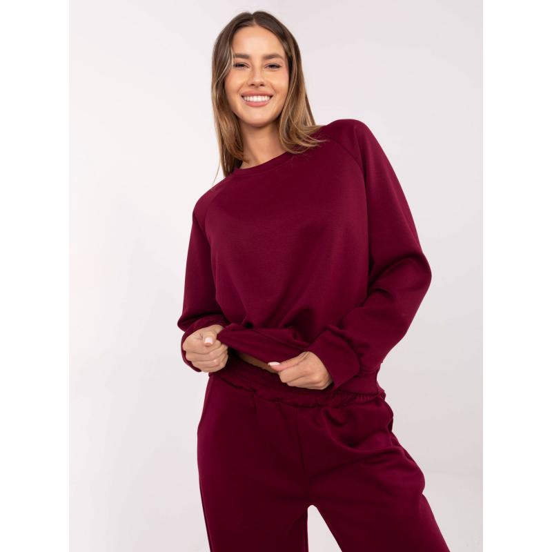 Burgundská základná tepláková súprava s mikinou bez kapucne