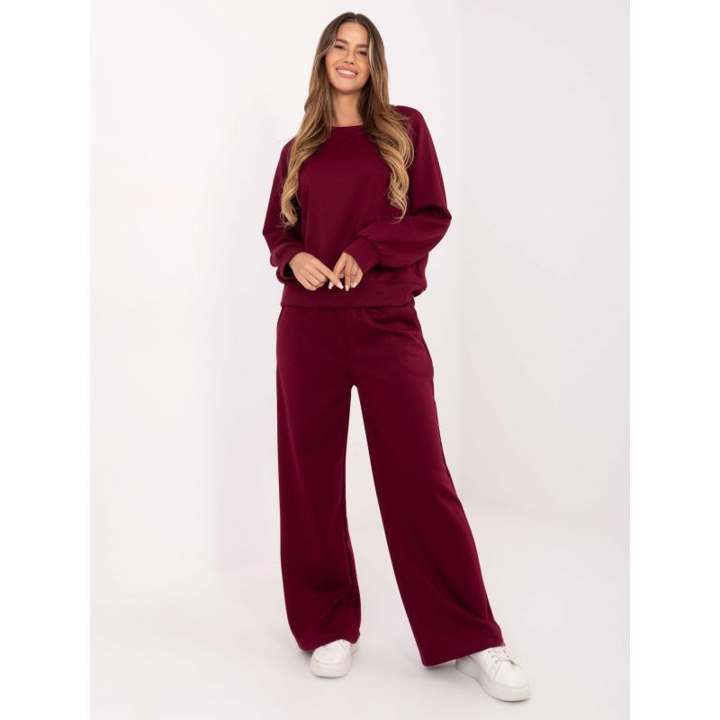 Burgundská základná tepláková súprava s mikinou bez kapucne