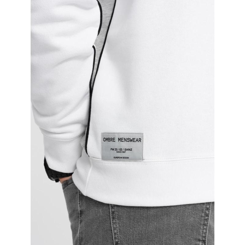 Pánská mikina OVERSIZE s kontrastní barevnou kombinací – bílá a šedá V1 B1673