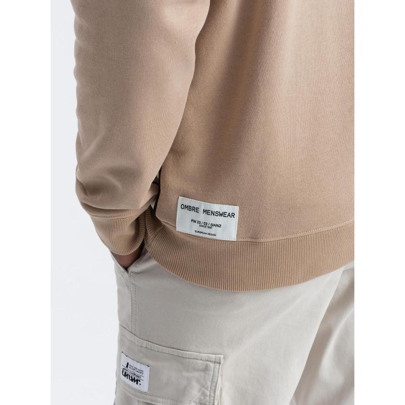 Pánská mikina OVERSIZE s kontrastní barevnou kombinací – béžová V2 B1673