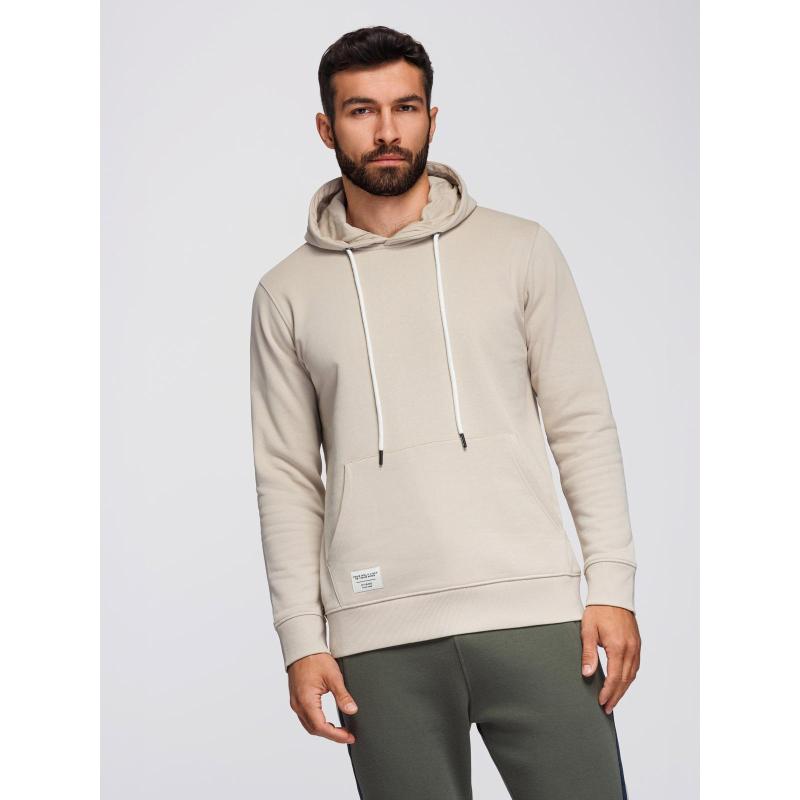 Pánská mikina BASIC s kapucí a klokaní kapsou – světle béžová V1 B1674