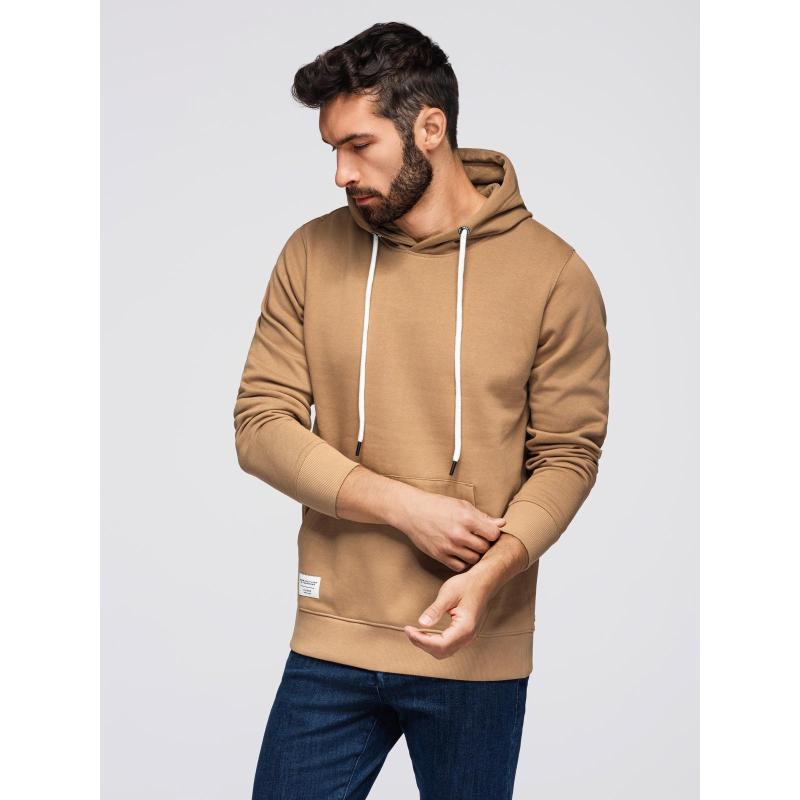 Pánská mikina BASIC s kapucí a klokaní kapsou – hnědá V2 B1674