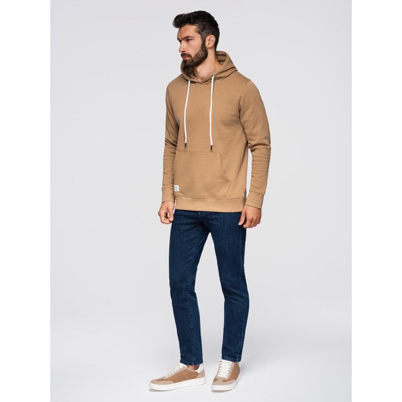 Pánská mikina BASIC s kapucí a klokaní kapsou – hnědá V2 B1674
