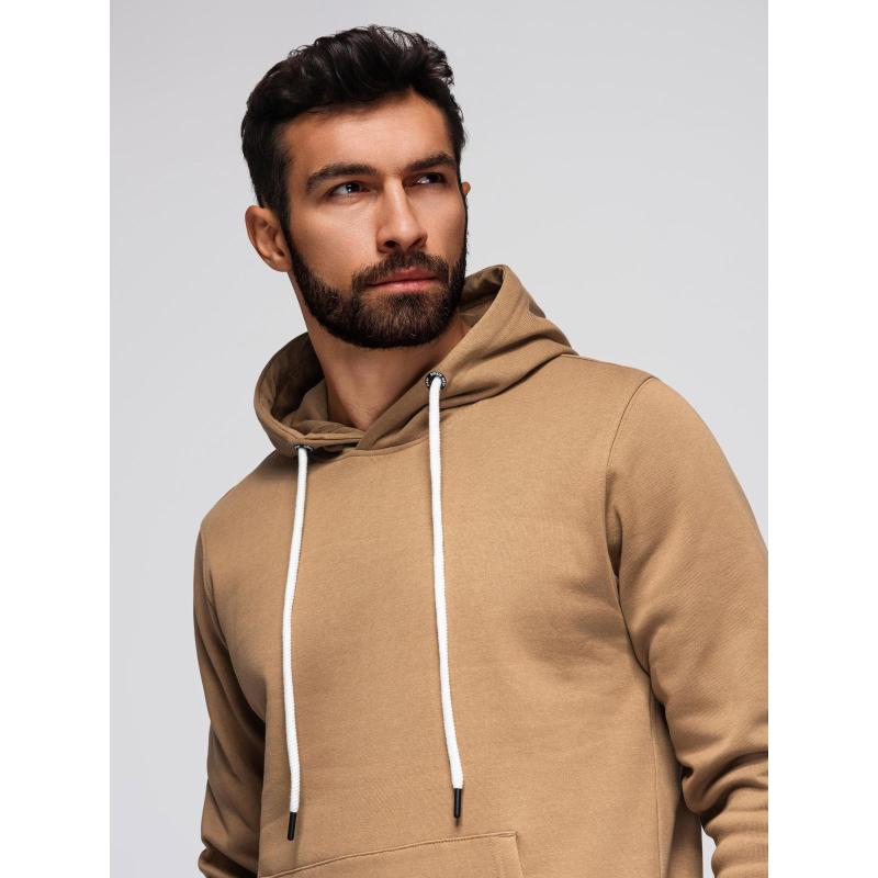 Pánská mikina BASIC s kapucí a klokaní kapsou – hnědá V2 B1674
