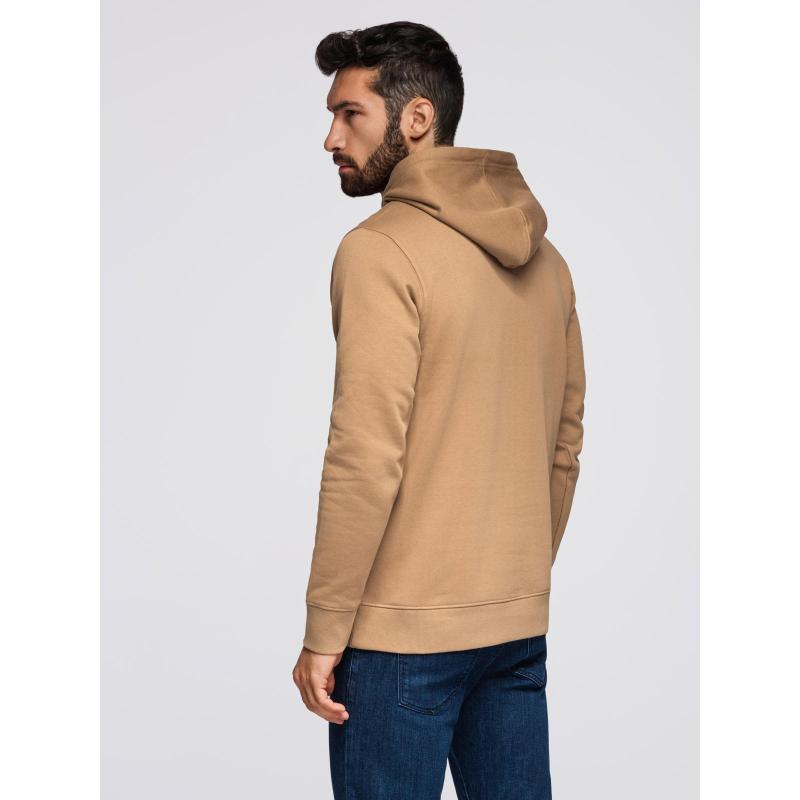 Pánská mikina BASIC s kapucí a klokaní kapsou – hnědá V2 B1674