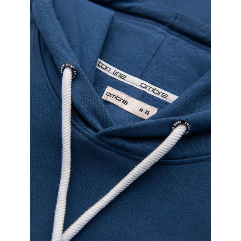 Pánská mikina BASIC s kapucí a klokaní kapsou – tmavě modrá V4 B1674