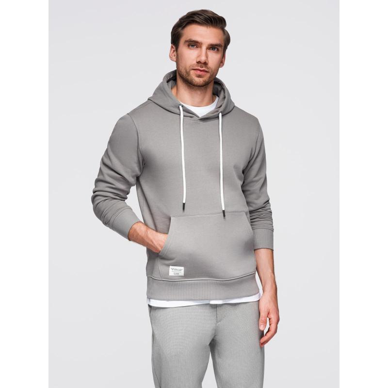 Pánská mikina BASIC s kapucí a klokaní kapsou – šedá V8 B1674