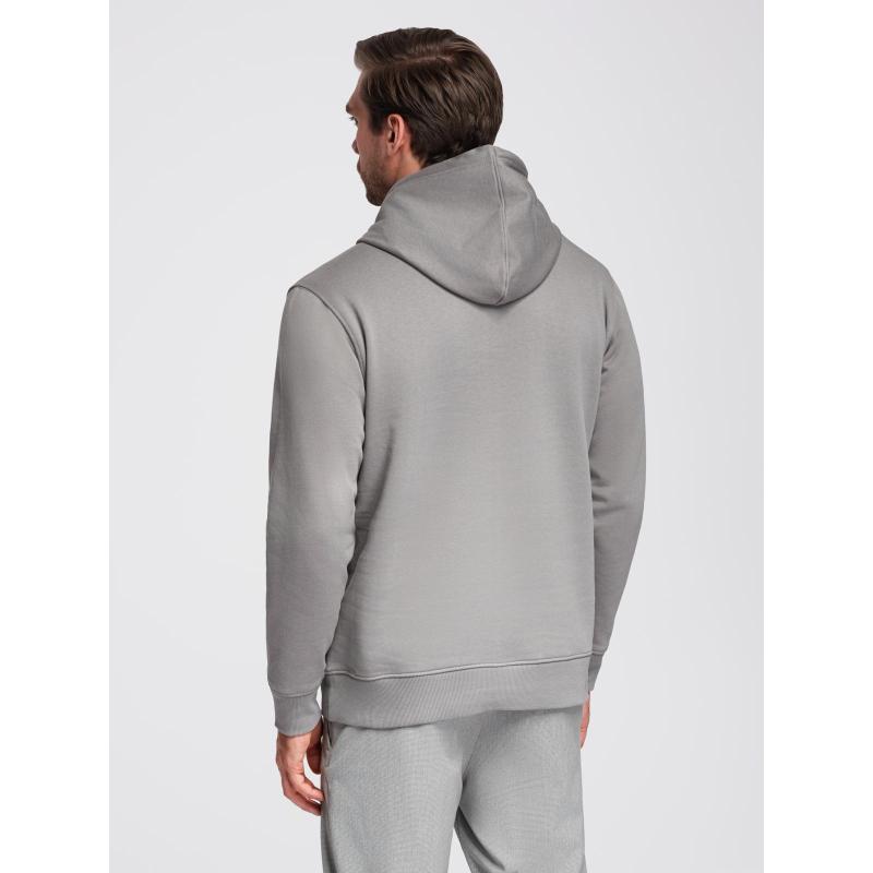 Pánská mikina BASIC s kapucí a klokaní kapsou – šedá V8 B1674