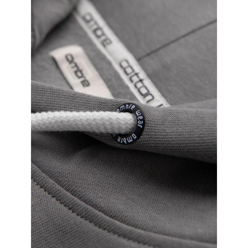 Pánská mikina BASIC s kapucí a klokaní kapsou – šedá V8 B1674