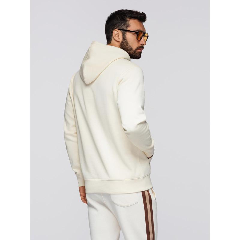 Pánská mikina BASIC s kapucí a klokaní kapsou – krémová V11 B1674