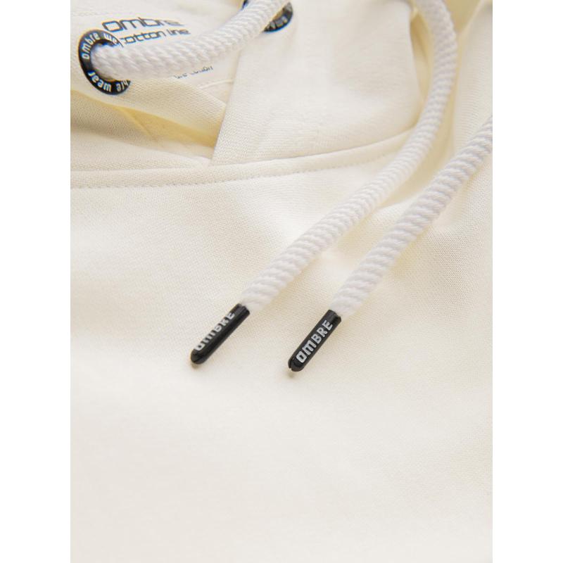 Pánská mikina BASIC s kapucí a klokaní kapsou – krémová V11 B1674