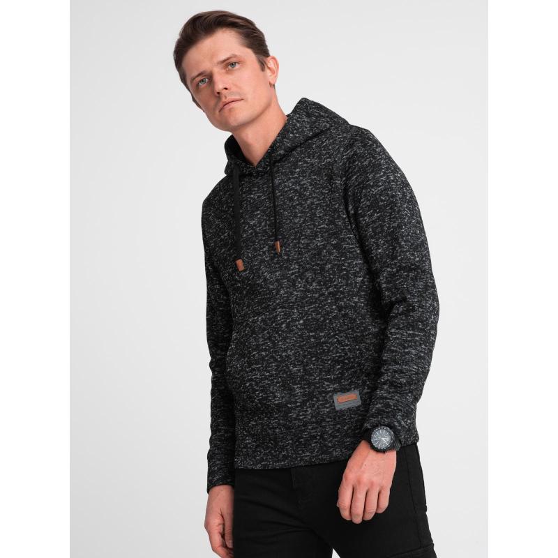 Pánská mikina s kapucí Kangaroo bez streče – grafitová melírovaná V2 B1675