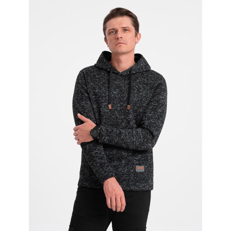 Pánská mikina s kapucí Kangaroo bez streče – grafitová melírovaná V2 B1675