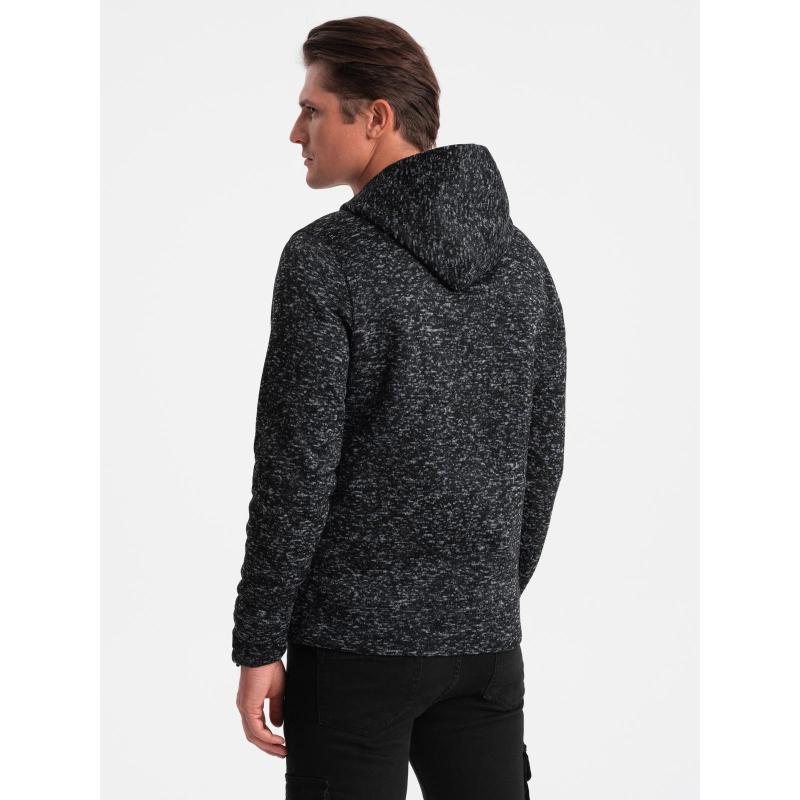 Pánská mikina s kapucí Kangaroo bez streče – grafitová melírovaná V2 B1675