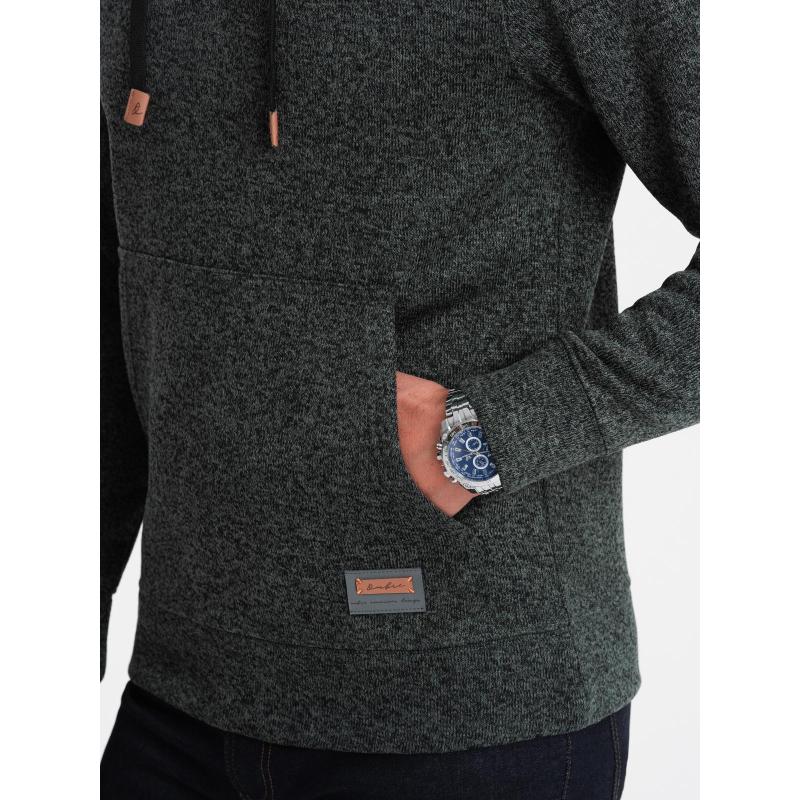 Pánská mikina s kapucí Kangaroo bez streče – olivová melírovaná V3 B1675