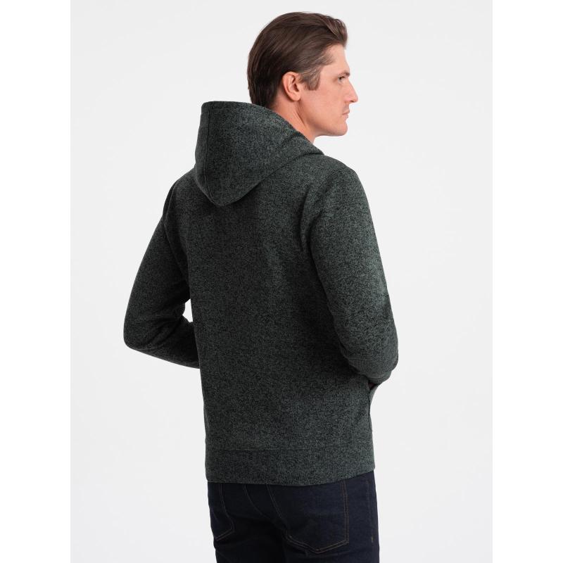 Pánská mikina s kapucí Kangaroo bez streče – olivová melírovaná V3 B1675