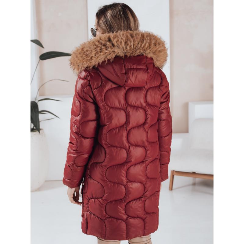 Dámská zimní bunda VIRELIA prošívaná s kapucí, vínová
