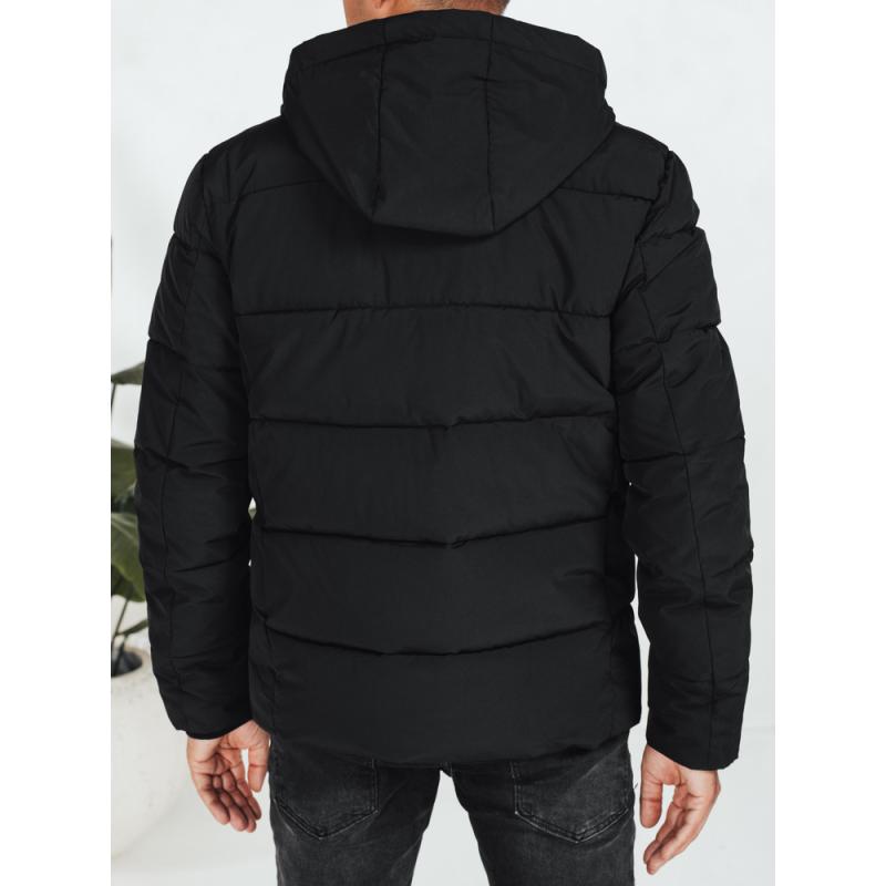 Pánská zimní prošívaná bunda s kapucí, černá