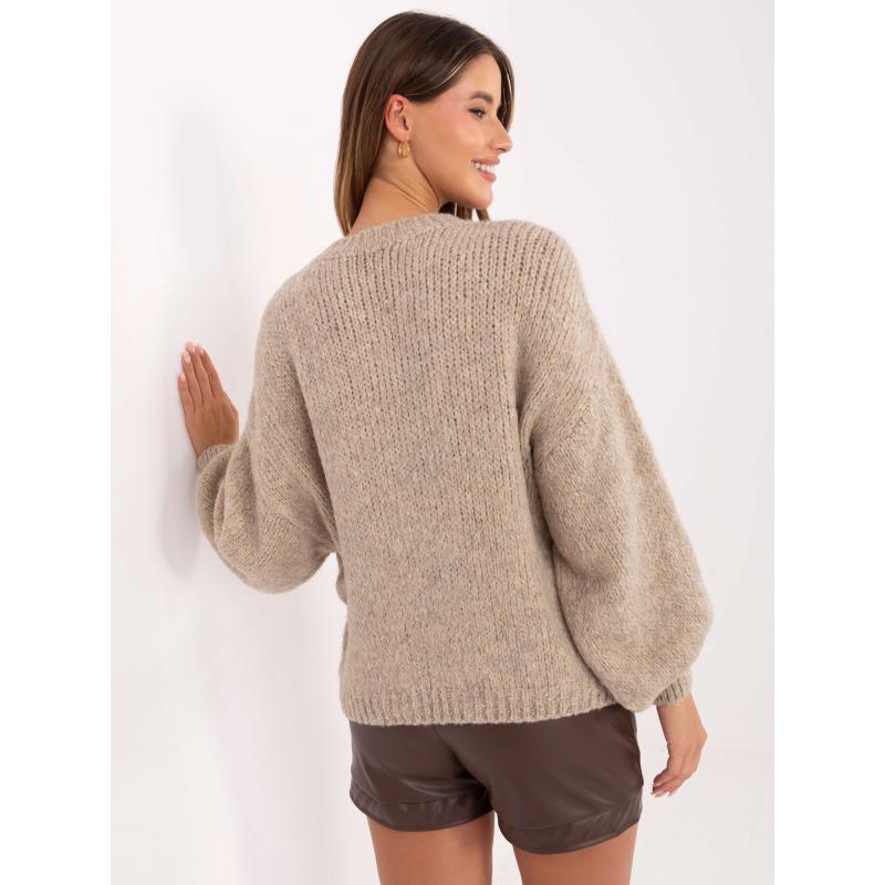 Bézs oversized pulóver puffos ujjakkal