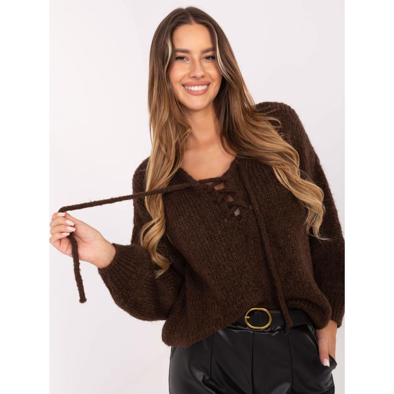 Barna oversized pulóver egyszínű