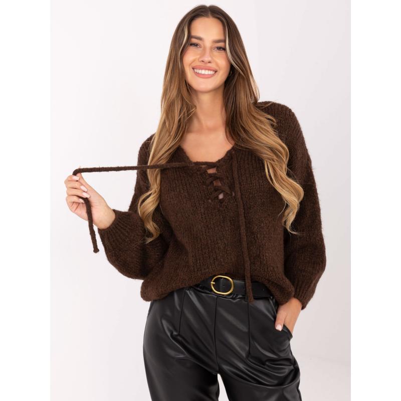 Barna oversized pulóver egyszínű