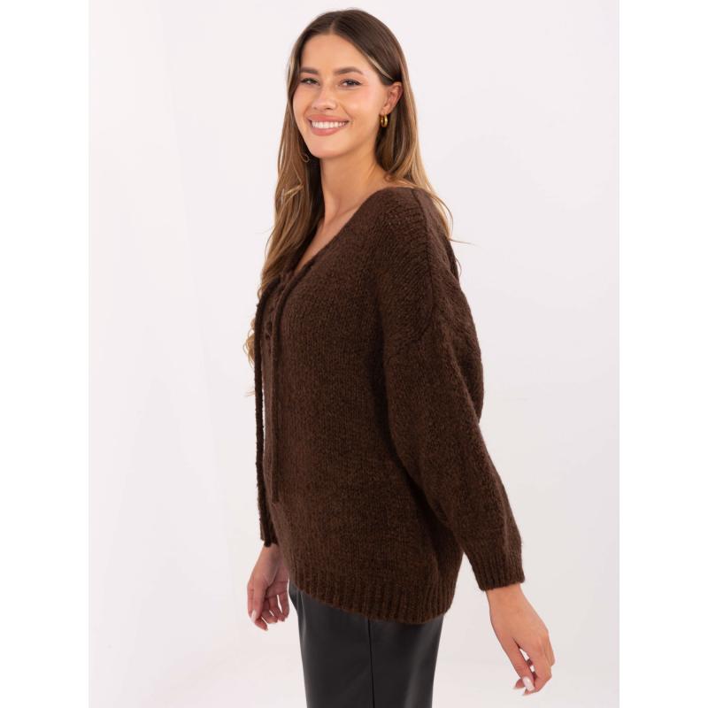 Barna oversized pulóver egyszínű
