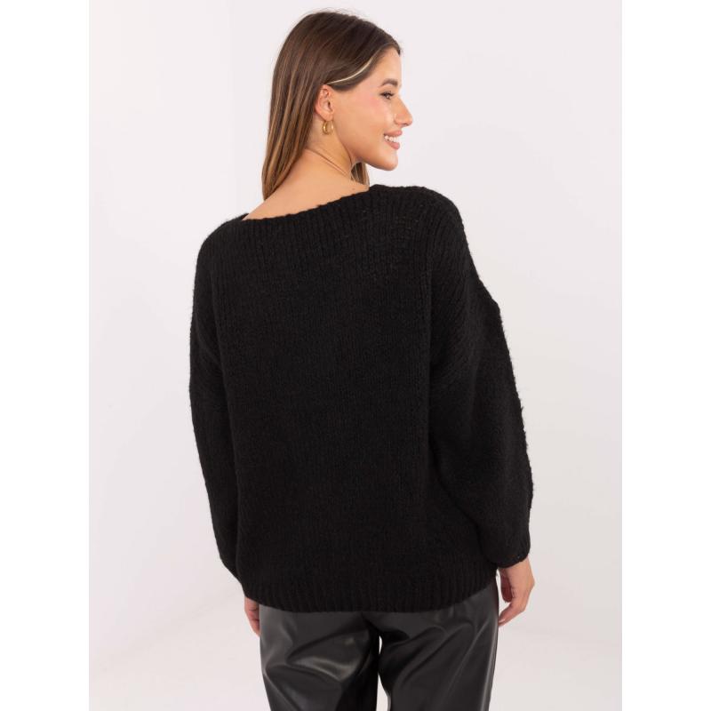 Černý dámský oversize svetr s příměsí vlny