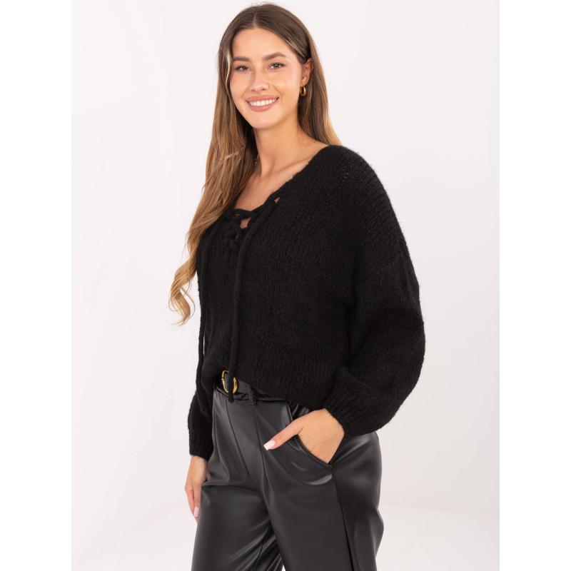 Černý dámský oversize svetr s příměsí vlny