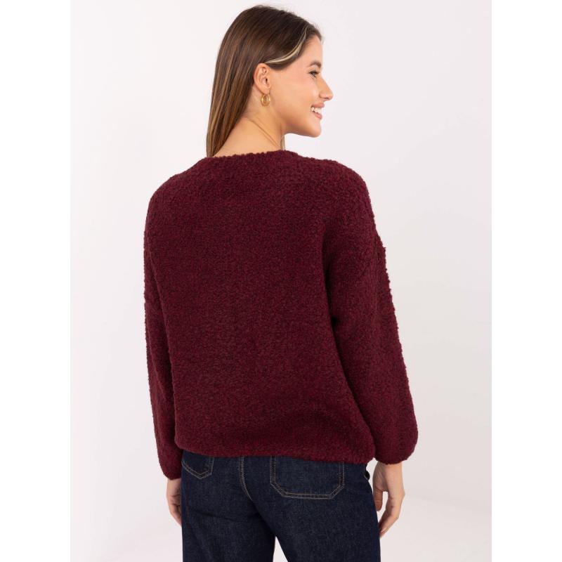 Bordó bouclé pulóver gombokkal RUE PARIS