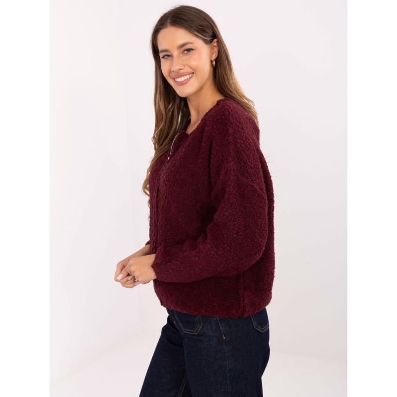 Bordó bouclé pulóver gombokkal RUE PARIS