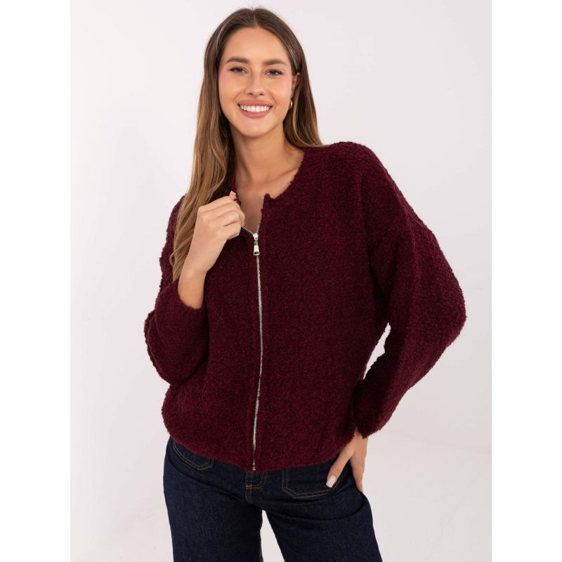 Bordó bouclé pulóver gombokkal RUE PARIS