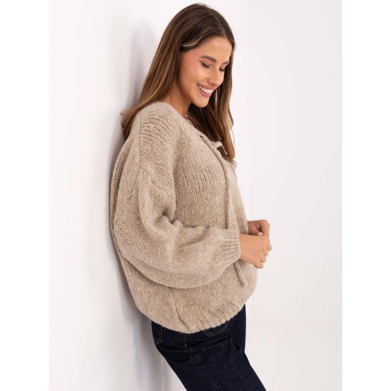 Béžový dámsky sveter s korzetovým zapínaním
