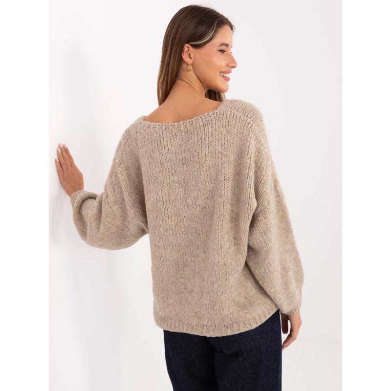 Béžový dámsky sveter s korzetovým zapínaním