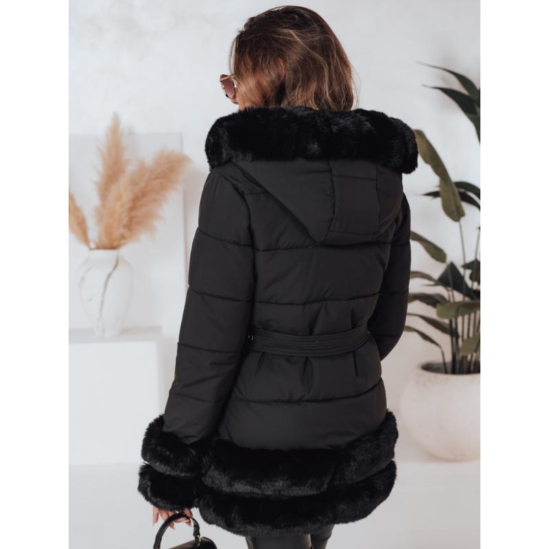 CITYGLANCE női télikabát szőrmebundával fekete