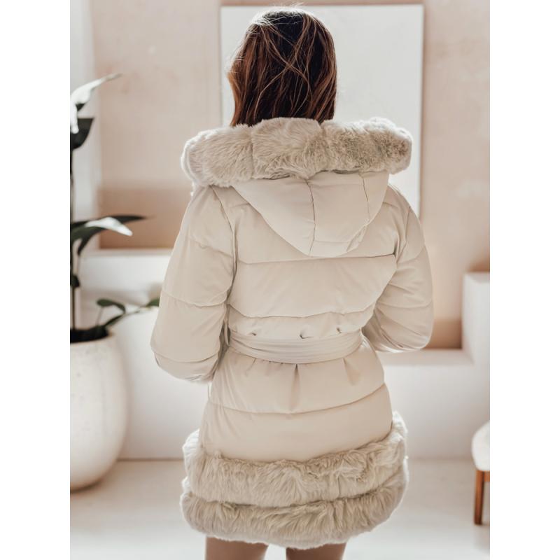 Női téli kabát CITYGLANCE szőrme világos bézs
