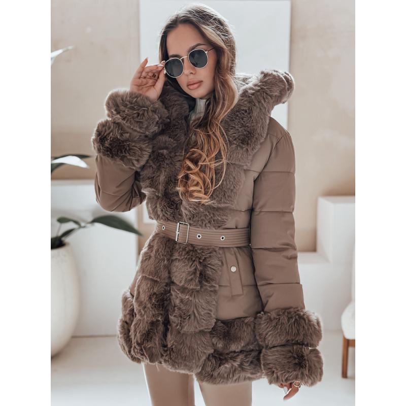 CITYGLANCE dámska zimná bunda s kožušinou hnedá